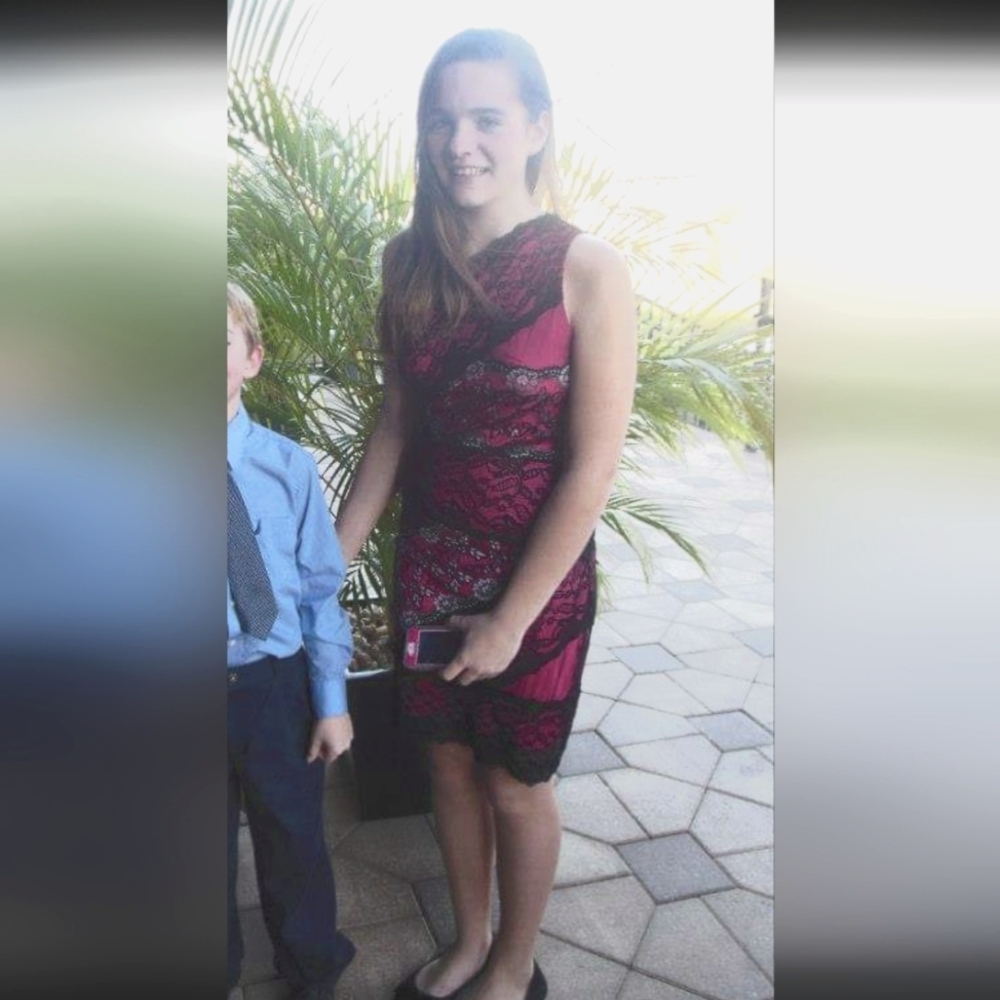Juniors M worn once pink and lace dress